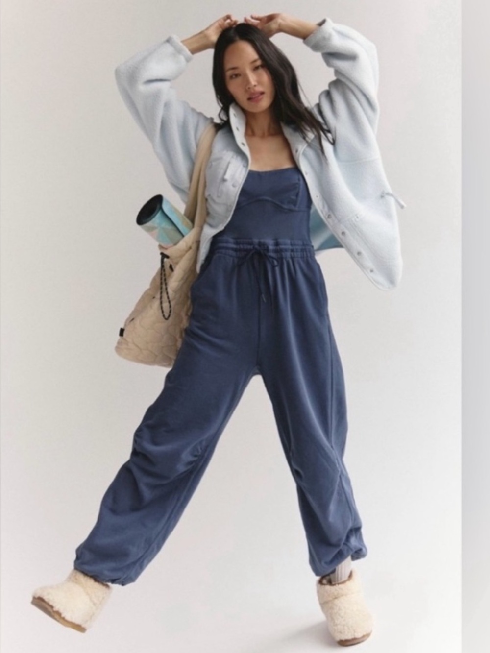 Free People Inbound Onesie Misty Blue Sz S NWT